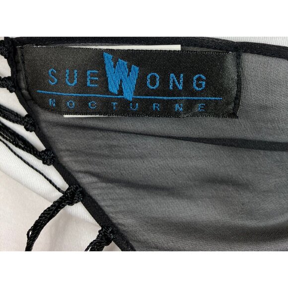 Sue Wong Noctourne Chiffon & Cut Silk Floral Bird Scarf Black - Picture 4 of 4